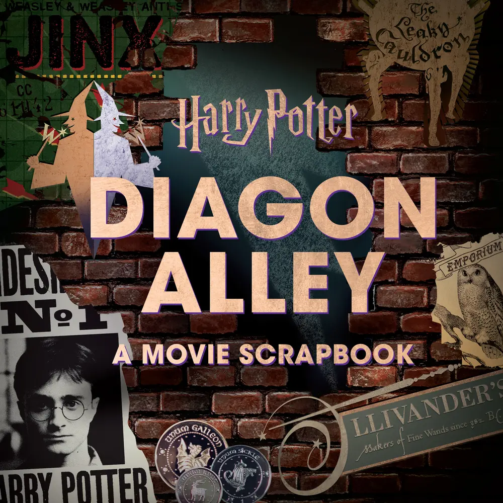 Used Hardcover Fiction Book - Harry Potter: Diagon Alley: A Movie Scrapbook by Jody Revenson, Collectible with Ollivanders Wand Shop Details, Detailed Profiles & Interactive Tour (English)