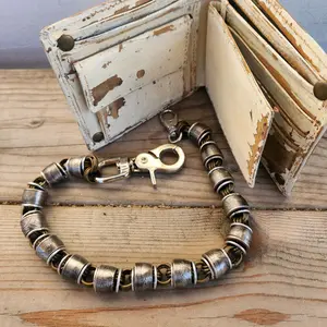 18in. Custom United States Quarter's and High polished Steel Ring Wallet Chain with Copper Brass Ring