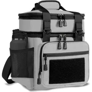 Double Deck Insulated Lunch Box, Expandable Large Lunch Bag Leakproof Cooler Bag Lunch Pail for Men Women Adults Work Shifts Travel Daytrip, Grey,16L,lunch box for men,lunch box for women