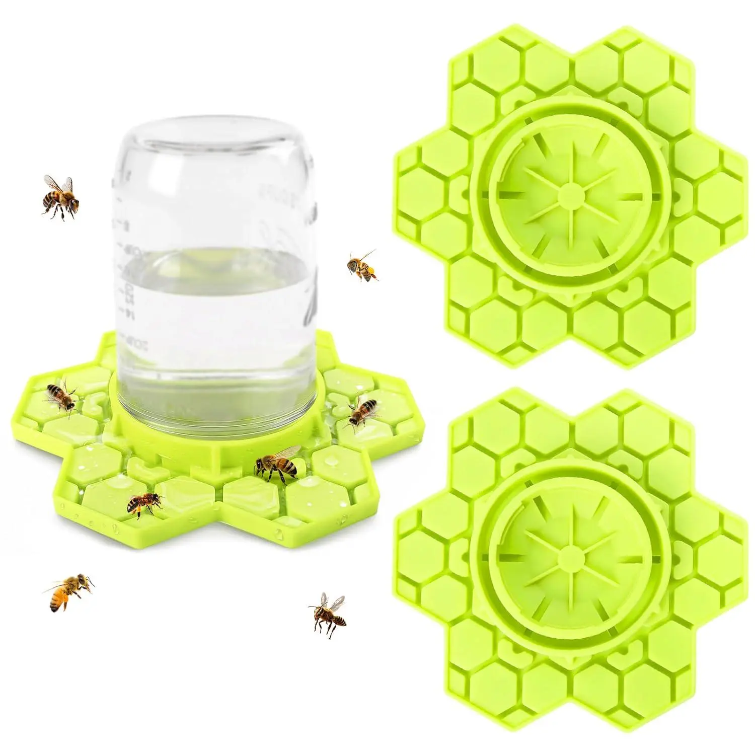 2 pack Bee Feeder for Mason Jar Regular and Wide Mouth Mason Jar Compatible Silicone Bee Sugar Water Feeder for Outside Garden