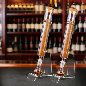 2 sets of glass cigar tube humidor | Used for cigar fragrance injector, spherical base and cork, stylish design, Refillable Design, cigar humidor.