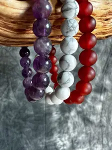 Stacked Crystal Bundle with Amethyst, Carnelian & Howlite Bracelets
