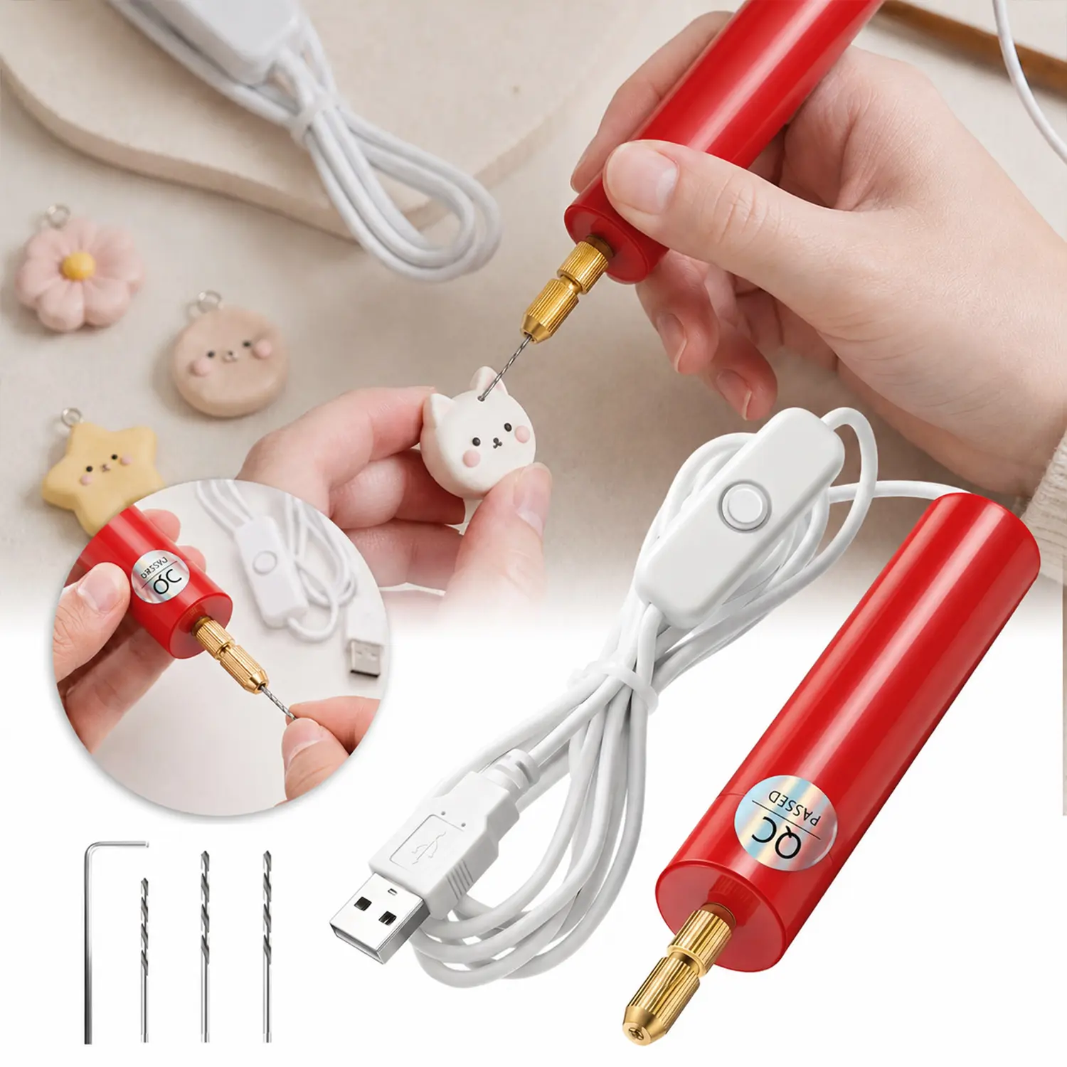 VAYWET USB Electric Engraving Pen Resin Drill Set Premium Wooden Body Hand Resin for jewelry making, Resin Art Hand Drill Kit Drilling DIY Crafts Wood Jade Walnut for Lightweight Cordless Engraver Tool Portable Precision Carving Grinding Polishing Project