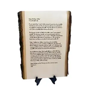 Personalized Wood Engraving with Your Message Poem or Letter Custom Rustic Plaque with Bark 11x7-9 Inches Unique Gift for Mom Wife Anniversary or Memorial Wooden Wall Signs Decor Farmhouse Raw