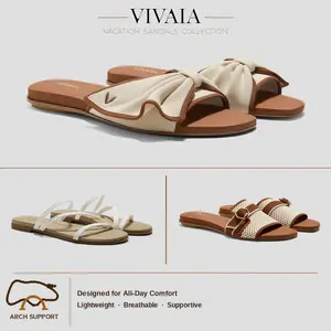 VIVAIA Women's Arch Support Miami Square-Toe Summer Slippers, Comfortable Slippers, Summer Shoes, Summer Essentials, Suitable for beach, vacations, parties (DELIA, CARLA, DOROTHY)