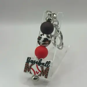 Baseball Mom Beaded Keychain