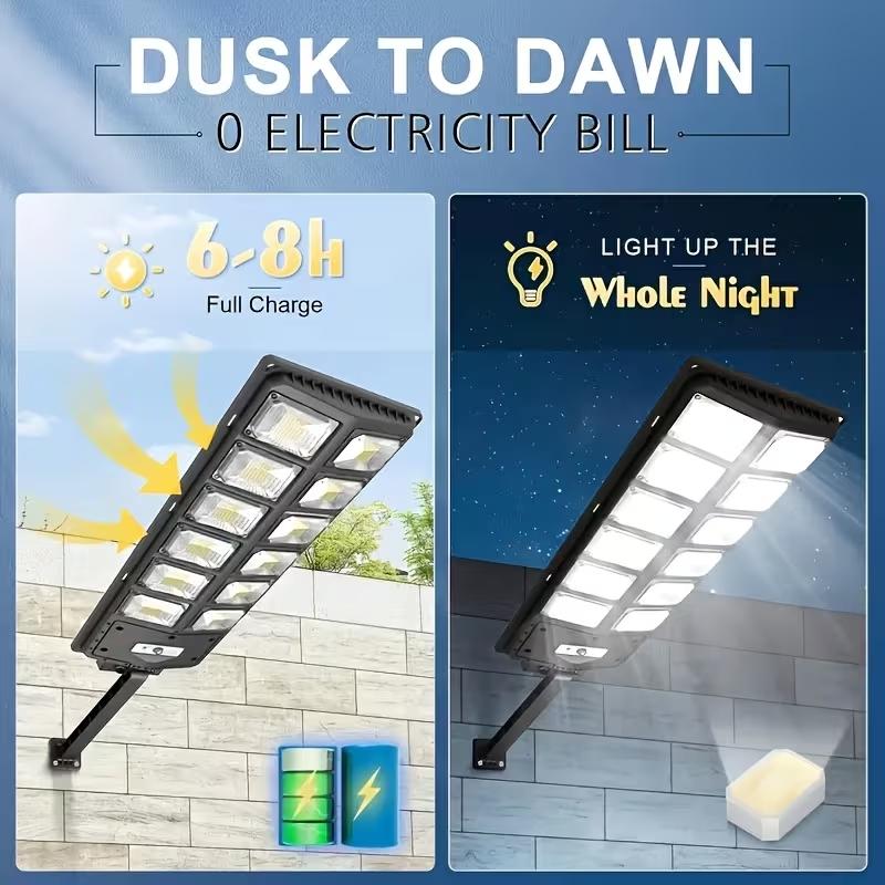 Solar-powered LED high-intensity sensor street lamps, energy-saving wide-angle lighting street lamps, solar garden lights, sensor street lamps for outdoor lighting. Suitable for outdoor courtyards, gardens, fences, porch paths, and parks