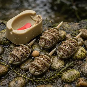 5-Piece Embedded Carp Feeder Mold Kit - 15-60g Weights, Corrosion-Resistant Design for Precision Casting, Ideal for Freshwater Fishing, Includes Float, Bottom Rigs, Bait Cage, Perfect for Bass, Portable Tackle Accessories