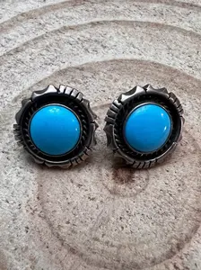 Vintage Old Pawn Native American Turquoise Post Earrings