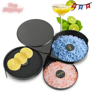 3-Tier Bar Glass Rimmer Bartender Tool, Margarita Salt Rimmer Set