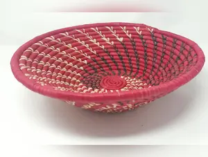 Colorful Artisan Handmade Basket - Red with Pattern