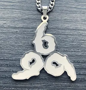 WRLD 999 Club Necklace - 1.5" Etched & Polished Juice Pendant in Stainless Steel Laser Cut Hypoallergenic Laser Cut Pendant with Satin Finish Choice of Chain Free Gift Included