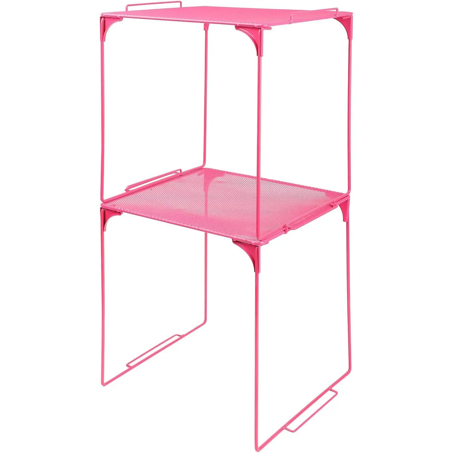 Locker Organizer Shelf Stackable Extra Locker Shelf for School Locker Organizer Storage Cabinet Accessories Suitable for School, Office, and Home use (2, Pink)