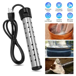 1500W Immersion Water Heater, Stainless Steel Electric Heating Rod with Auto Shut-Off, Portable Bucket Water Heater 110V with Anti-Scald Guard for Bathtub, Bucket & Pool
