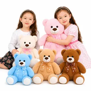 CHUBBYJOY Small Teddy Bear Plush Toy, 15Inch 23Inch Soft Stuffed Bear Animal with LOVE Bow, Cuddly Plush Bear for Bedroom Decor, Baby Shower, Birthday Gift
