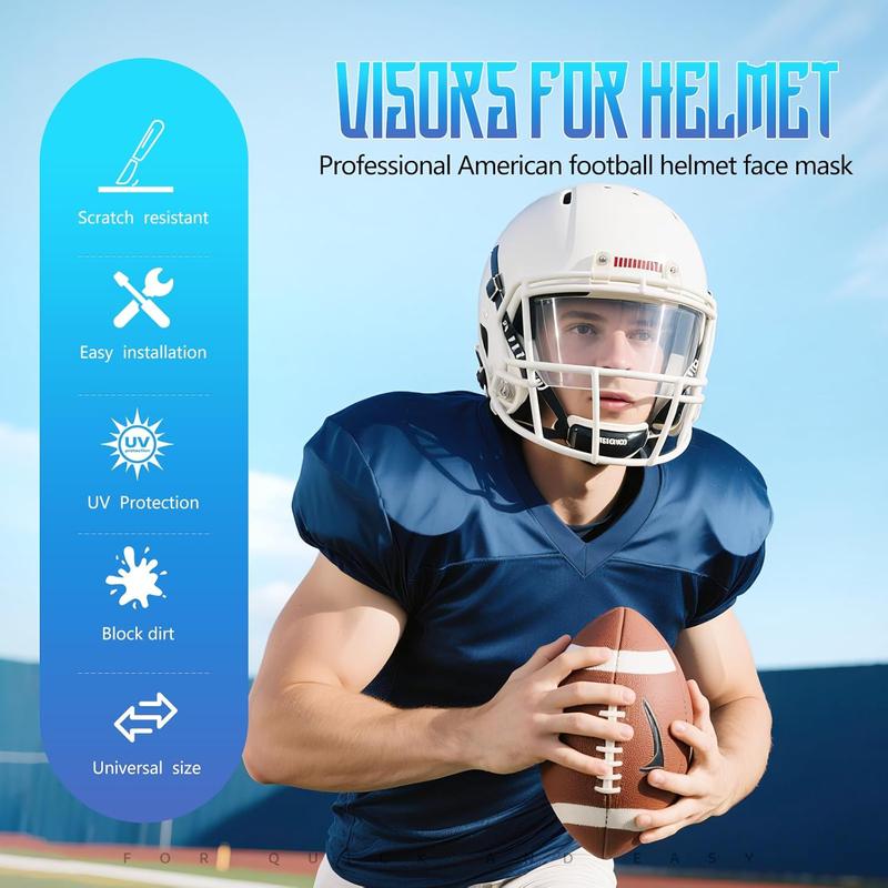 Clear football visor lightweight polycarbonate lens scratchresistant universal fit for adultyouth helmets riddell speedflex schutt f7 xenith vicis