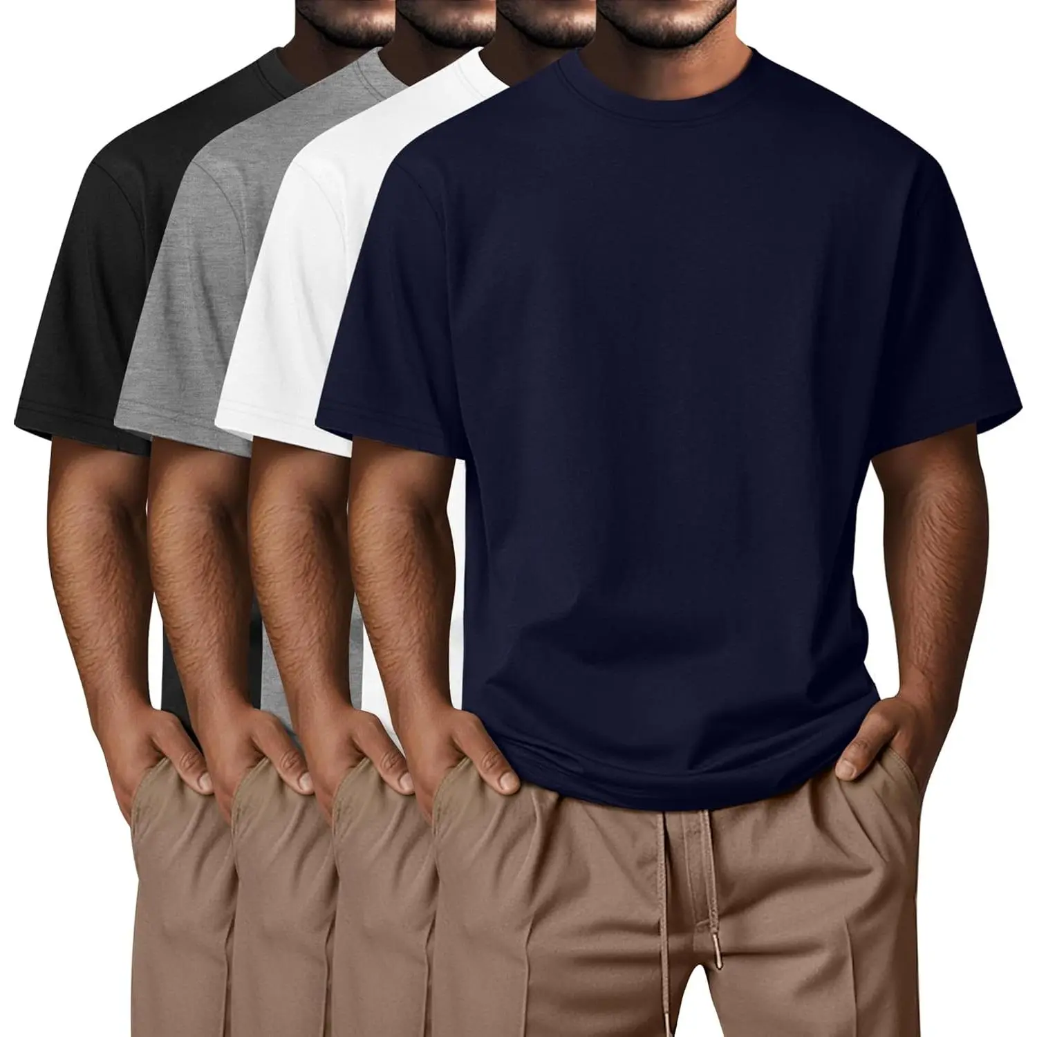 Black, White, Navy Blue, Light Gray