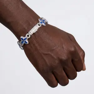[ICE HUE] 18K Gold Vacuum Plated Copper Bracelet with 5A+ Sri Lanka Vibrant Zircon, Dopamine Infinity 4-Leaf Clover Design, Miami-Micro Inspired Gold Jewelry for Women & Men, Daily Wear Gift, Classic Style