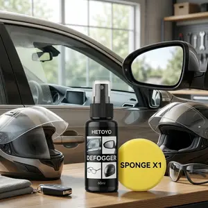Long-lasting anti-fog spray, polyester liquid, easy-to-use anti-fog agent for windshields and interior windows, suitable for automotive glass, helmets, mirrors, glasses, and reflective surfaces.