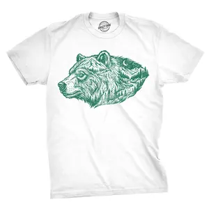 Mens Funny T Shirts Nature Bear Awesome Wildlife Lover Tee For Men Mens Funny T Shirts Cool Vintage Fashion T-Shirt Gift Classic Menswear Camping Apparel for Men Funny Animal Short Sleeve Novelty Tees for Guys White -