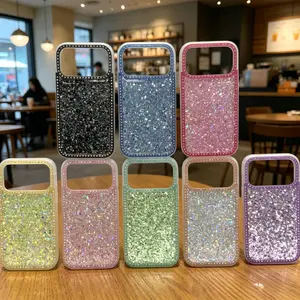 Glitter Crystal Rhinestone Phone Case Compatible for iPhone 12 13 14 15 16 17 Pro Max Air Plus Anti-Scratch Drop-Proof Sparkly Protective Case Aesthetic Cover for Women & Girls #YJJZSFDJKBlack