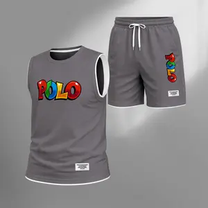 Men’s Graffiti Letter Print Summer Set Sleeveless Tank Top & Shorts Matching Outfit, Lightweight Casual Streetwear Athletic Set for Everyday & Holiday