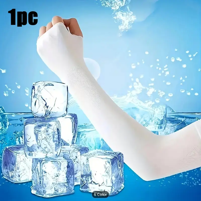 White UV Protection Arm Sleeves, Cooling Sun Sleeves for Men Women, Lightweight Breathable Ice Silk Arm Covers, UPF 50+ Sunblock Sleeves for Cycling, Running, Golf, Driving, Fishing, Outdoor Sports & Daily Use