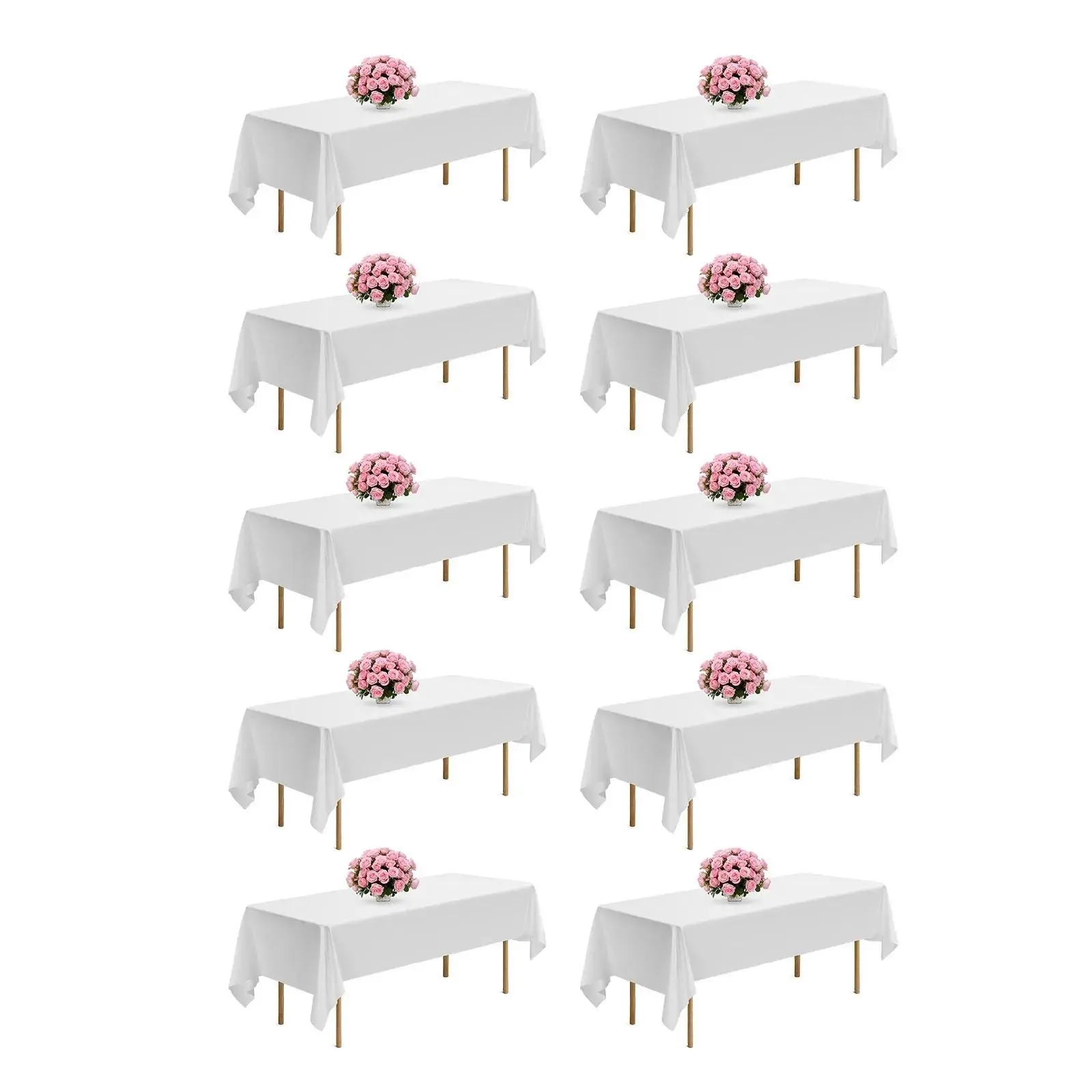 【DealsForYouDays】VEVOR White Tablecloths for Rectangle Tables, 10 Pack, 60 x 102 Inches, Reusable and Machine Washable Table Clothes, Wrinkle-Resistant Polyester Fabric Table Covers for Wedding, Party, Banquet
