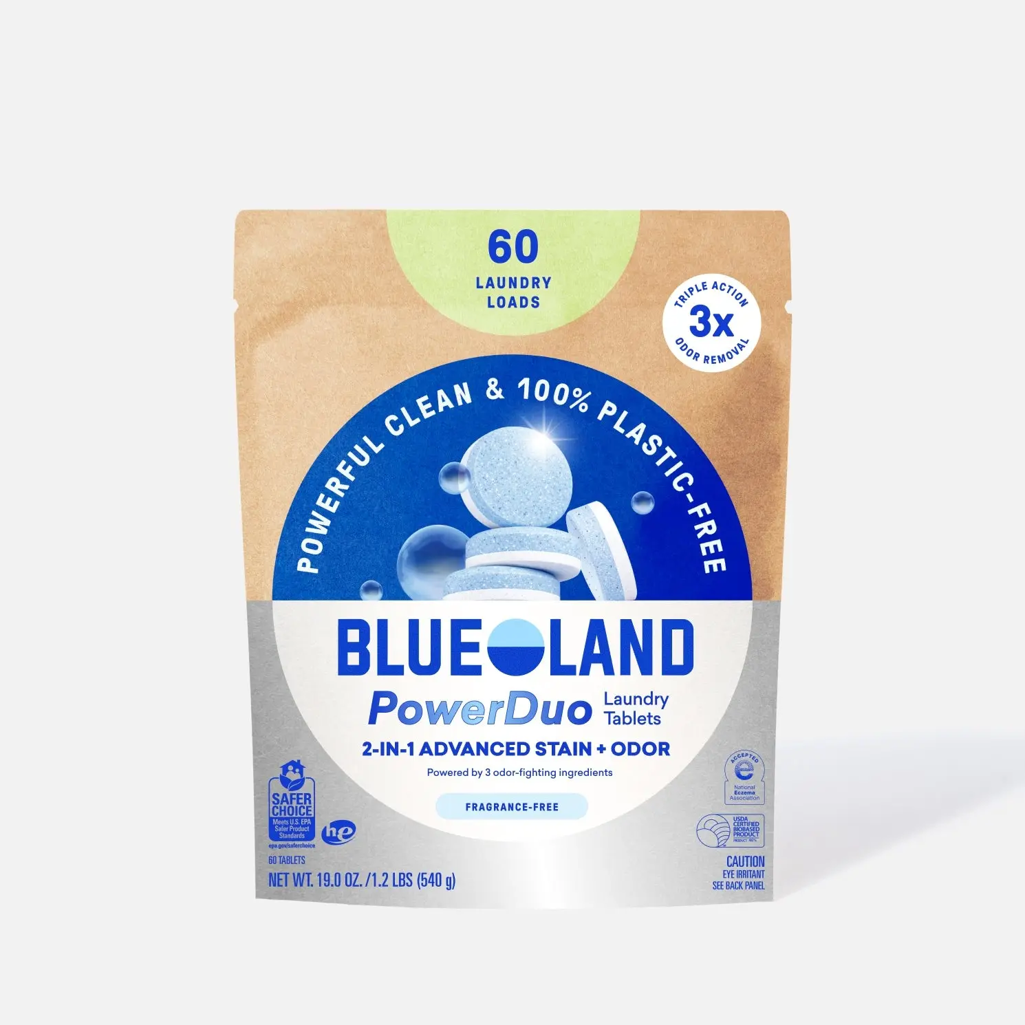 Blueland PowerDuo Laundry Detergent Tablets, Stain & Odor Removal, Eco-Friendly Plastic-Free Refill Pacs for HE & Standard Washers, Scented & Unscented
