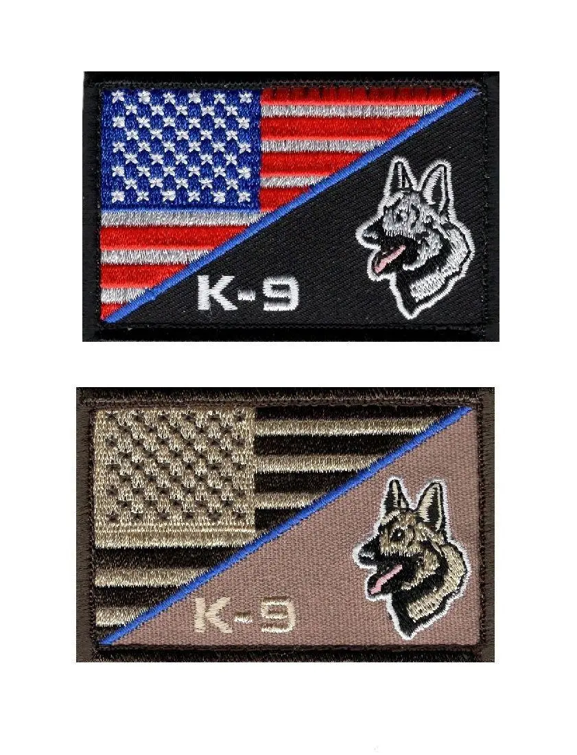 K-9 USA American Flag Thin Blue Line Police Swat Hook Patch (Bundle-PK2-PK3)