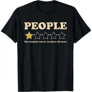 PEOPLE One Star Review Funny Introvert Rating Absolute Worst T-Shirt Graphic tees