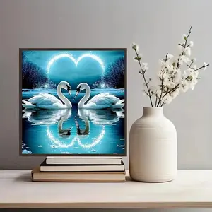 Swan Pattern DIY Diamond Arts Colorful Painting Kit without Frame, DIY 5D Diamond Arts Colorful Painting Kit, Wall Art Decor for Home Living Room Bedroom