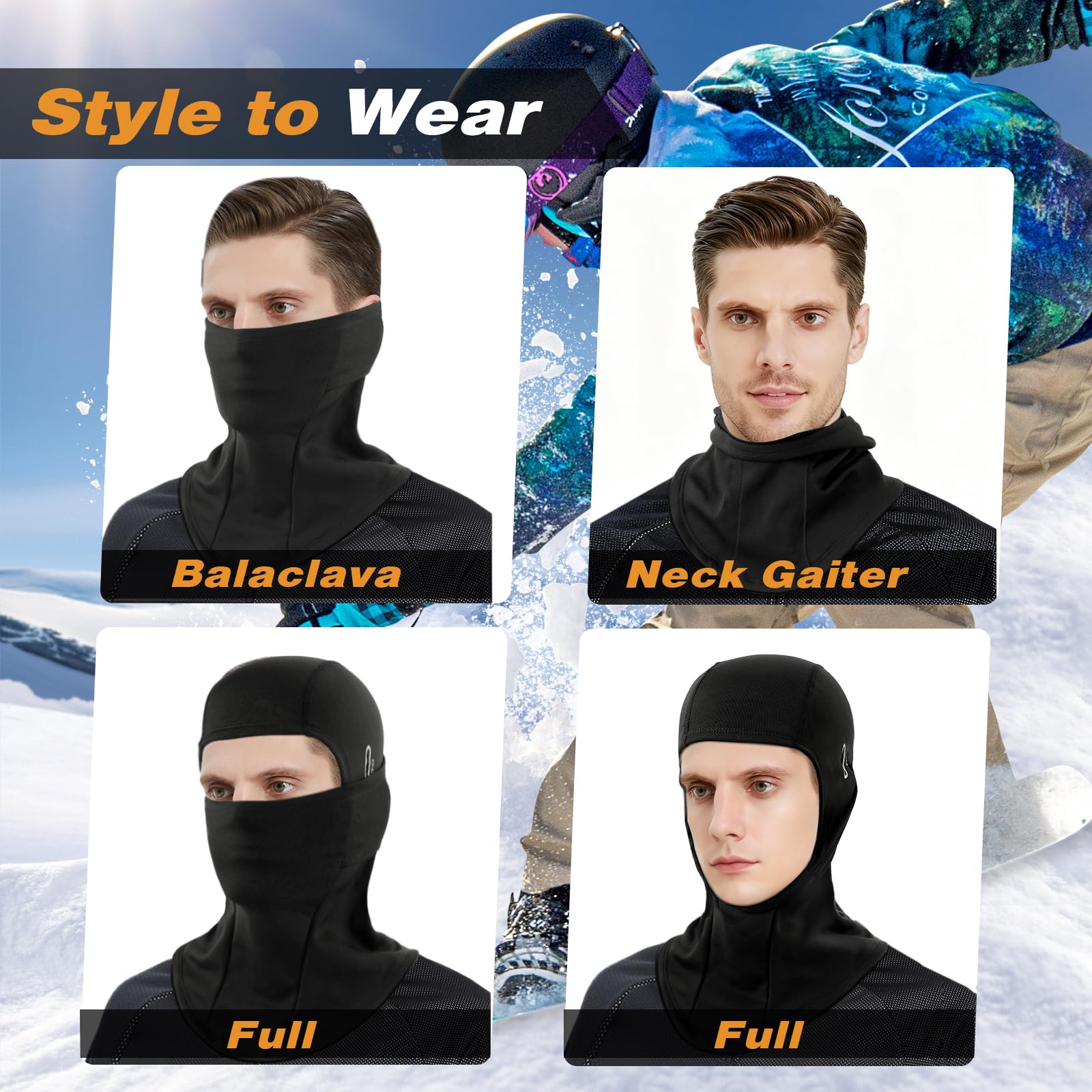 Winter Ski Mask for Men Women,Windproof Thermal Winter Face Mask for Cold Weather Skiing Cycling Snowboarding