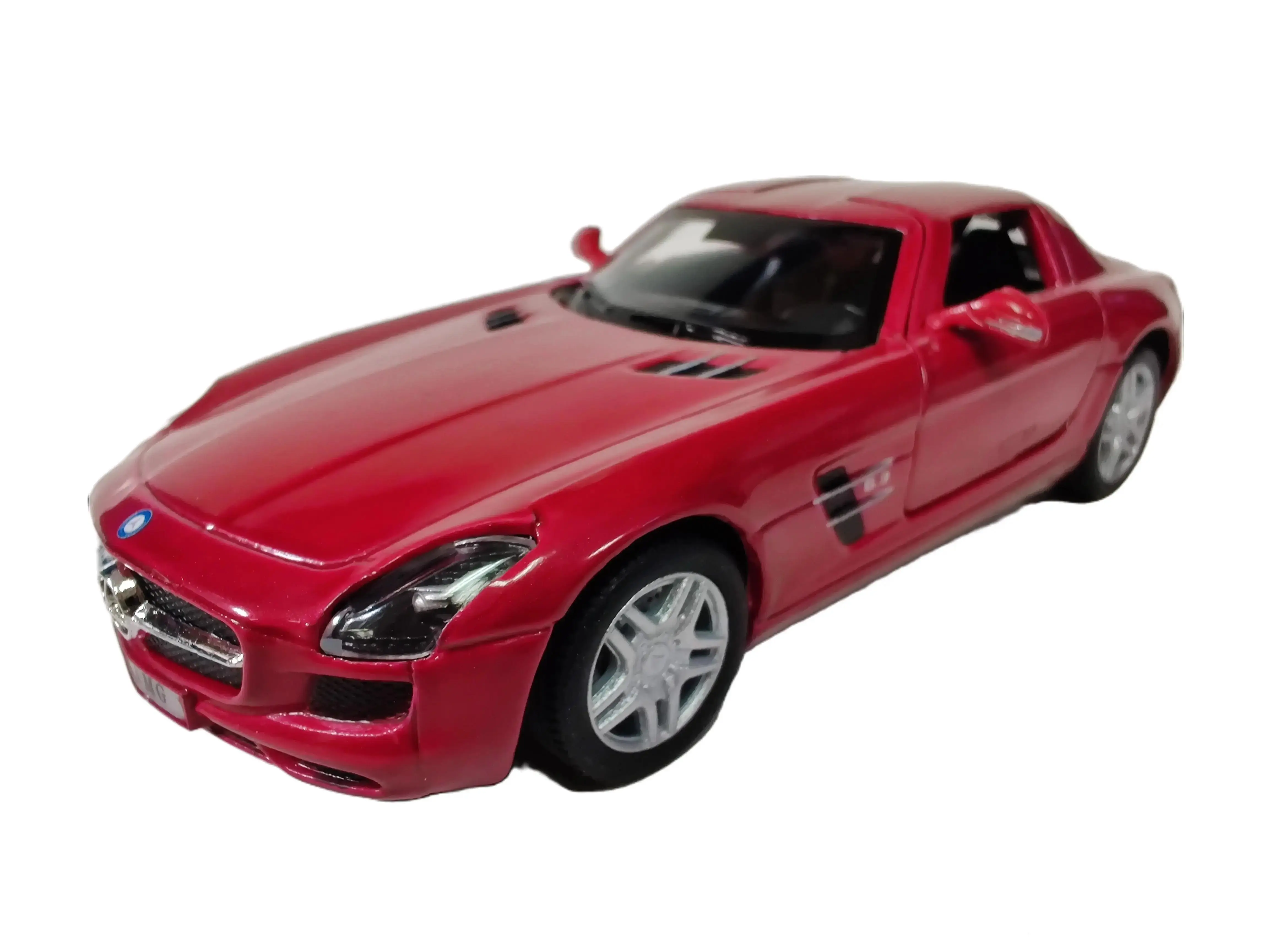 KINSMART 1:36 Scale Mercedes-Benz SLS AMG Diecast Car - Burgundy, Openable Doors, True Scale Detailed, New Model from KINSMART 2024 Series
