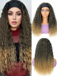 Black Natural Looking Heat Resistant Fiber Wig .Black Brown Burgundy 22 Inch Long Wave Headband Synthetic Blonde Wigs Synthetic Loose With Ice Silk Headband Attached，For Everyday Use And Halloween, Cosplay, Christmas, Fashion Girls