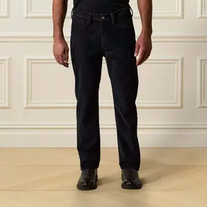 Two-Tone Cord 5 Pocket Pants in Black