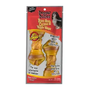 Savory Prime Pet Treats  3.4 oz Beggar Bones Pork Skin, Chicken & Veggie Wraps Dog Treats, Pack of 2