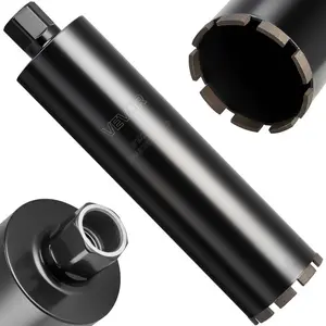 VEVOR Core Drill Bit, 4 inch Diameter, 14 inch Drilling Depth, 1-1/4 in-7 Internal Thread, High-Precision Welding Technology, Wet Diamond Core Bit for Reinforced Concrete, Red Bricks, and Masonry