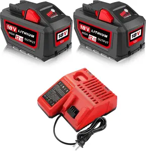 12.0Ah Replacement for Milwaukee M-18 Battery and Charger Combo Compatible with 48-11-1880 Cordless Power Tools Lithium High Capacity Lithium High Capacity