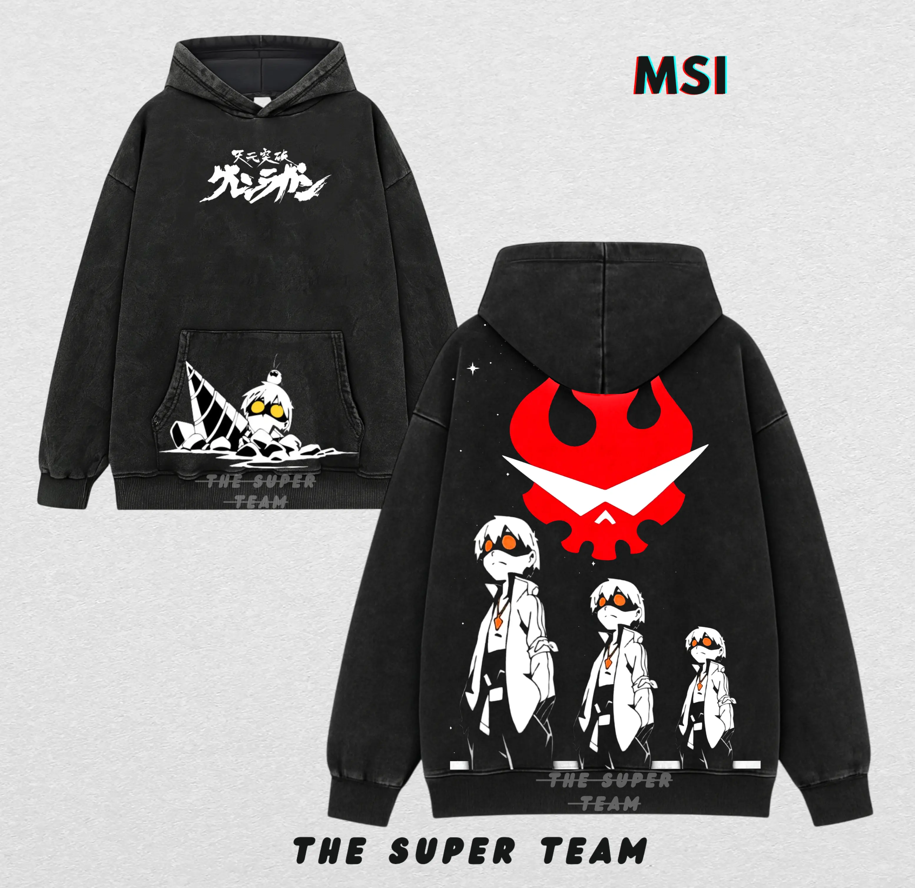 Gurren Lagann "Simon's Legacy" Edition: Spiral Power Evolution Graphic Tee, Simon the Digger Acid Wash Shirt, Iconic Mecha Pilot Streetwear Top.