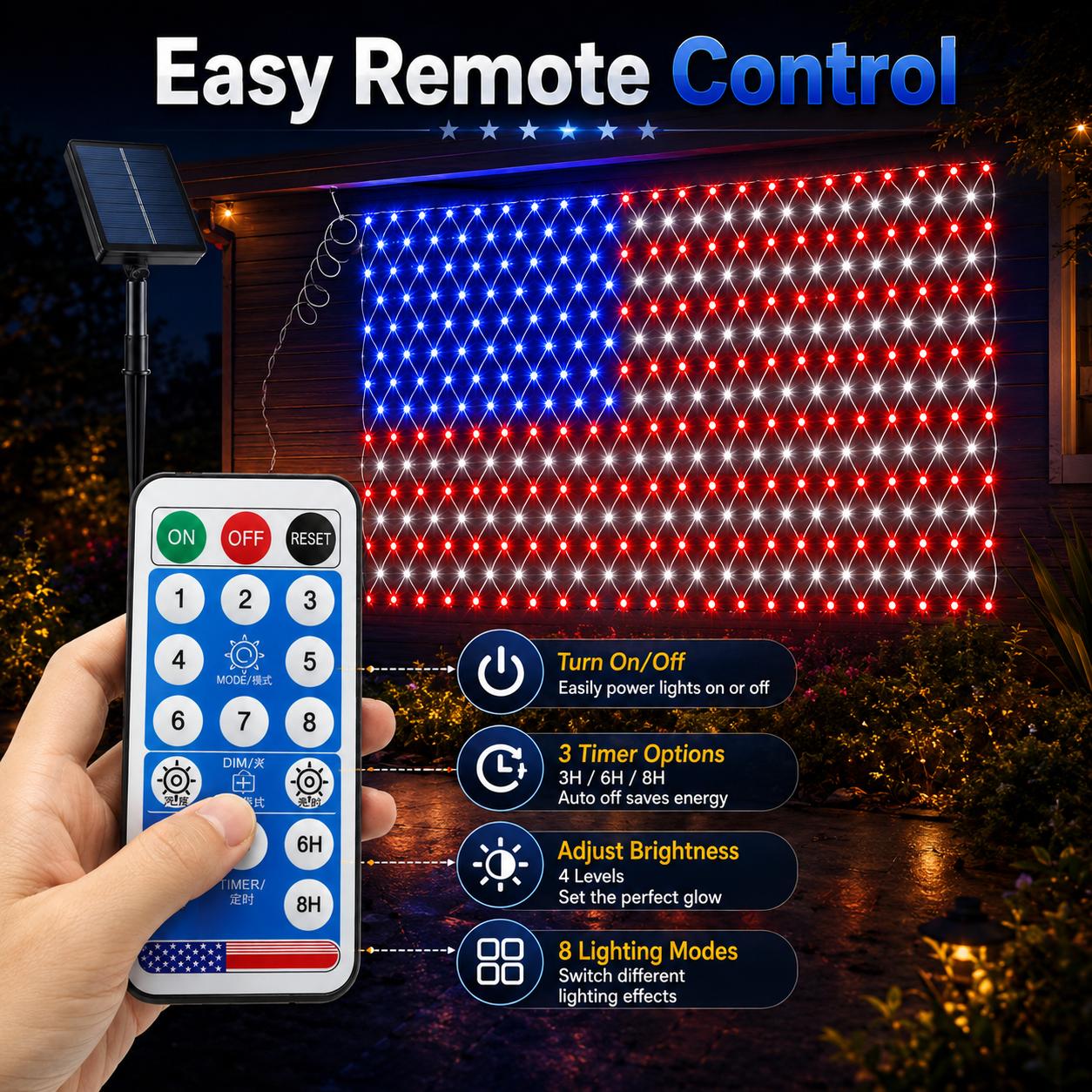 Solar and Plug Version American Flag Lights