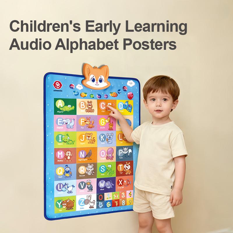 Dual-Sided Talking Alphabet Poster | Touch & Read Interactive Sound Chart with 36 Velcro Cards