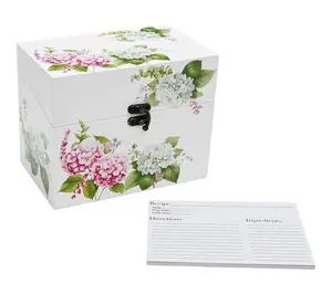 Temp-tations Nostalgic Wood Recipe Box w/ 10 Recipe Cards