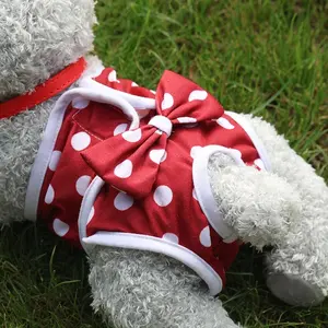 Reusable Dog Diapers with a Cute Cartoon Design, Ideal for Female Dogs.These Shorts Feature Polka Dots And Bows, Perfect for Your Puppy'S Wardrobe