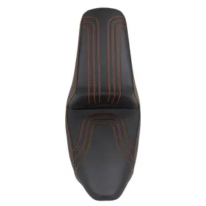 Rider Passenger Two-Up Seat For Harley Touring FLTR FLHT FLHR '09-'23 Orange Stitching