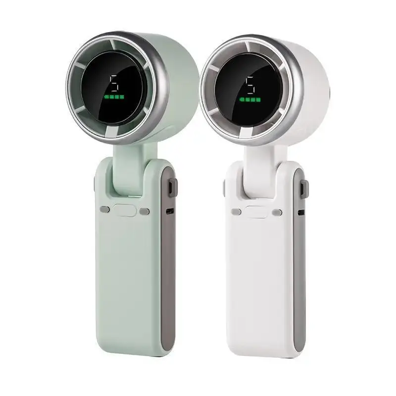 Portable Handheld Fan, 1 Box USB Rechargeable 5-Speed Mini Pocket Fan with Digital Display, Durable Personal Fan for Travel, Outdoor, Home, Office, Ha