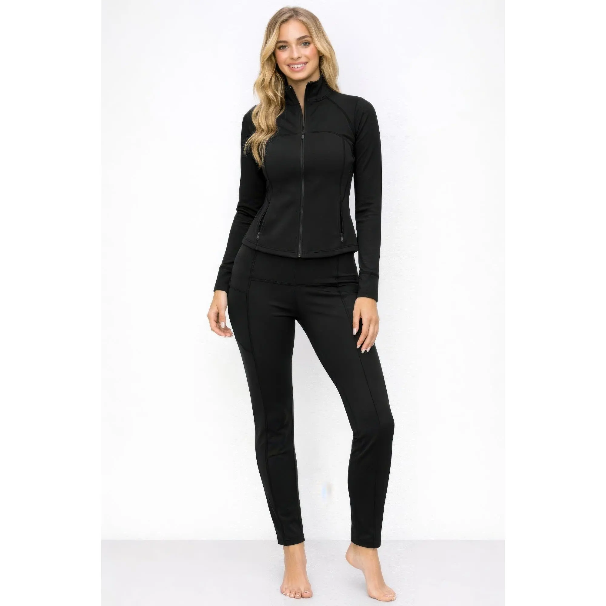 Athletic Workout Lounge Zip Up Jacket And Pant Set