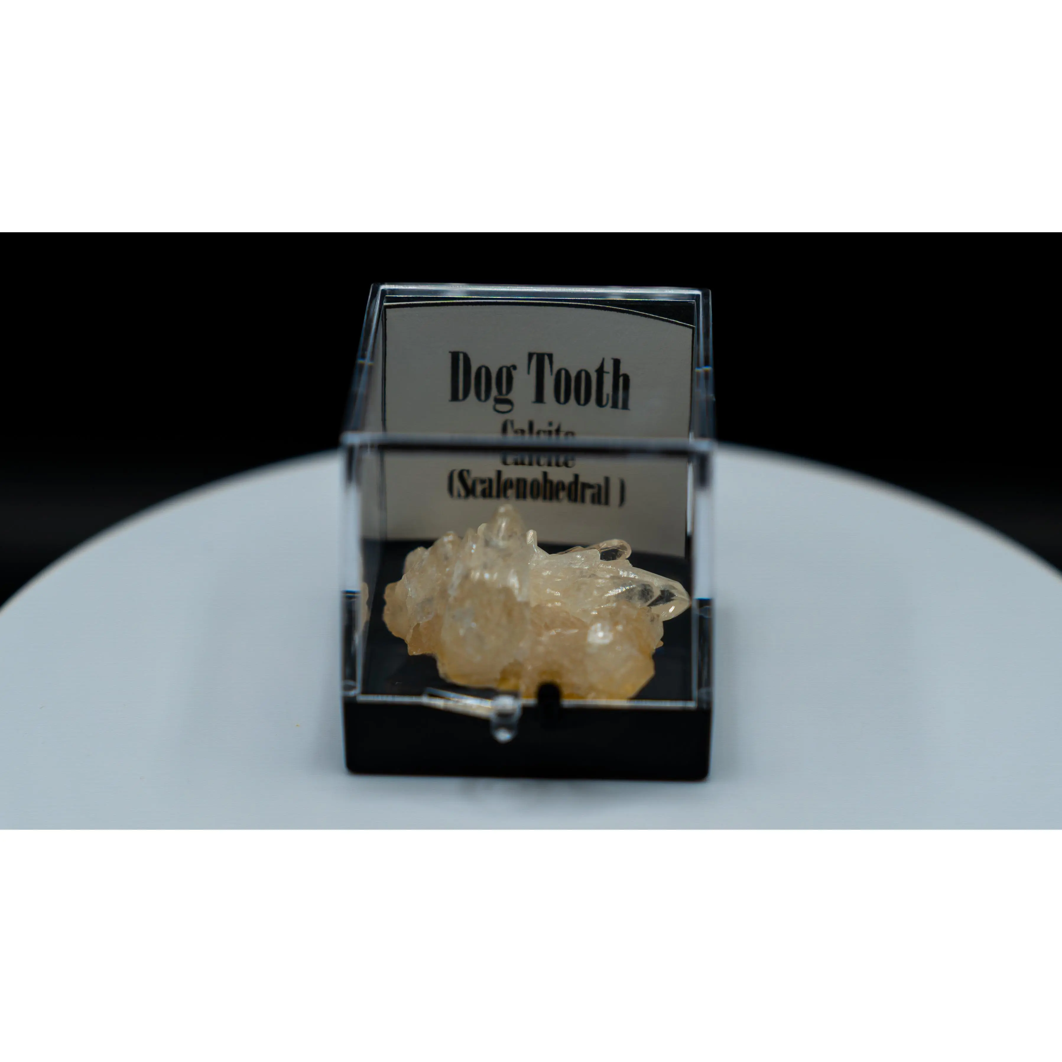 Dog Tooth Calcite (Scalenohedral) – Clear on Yellow Host Rock