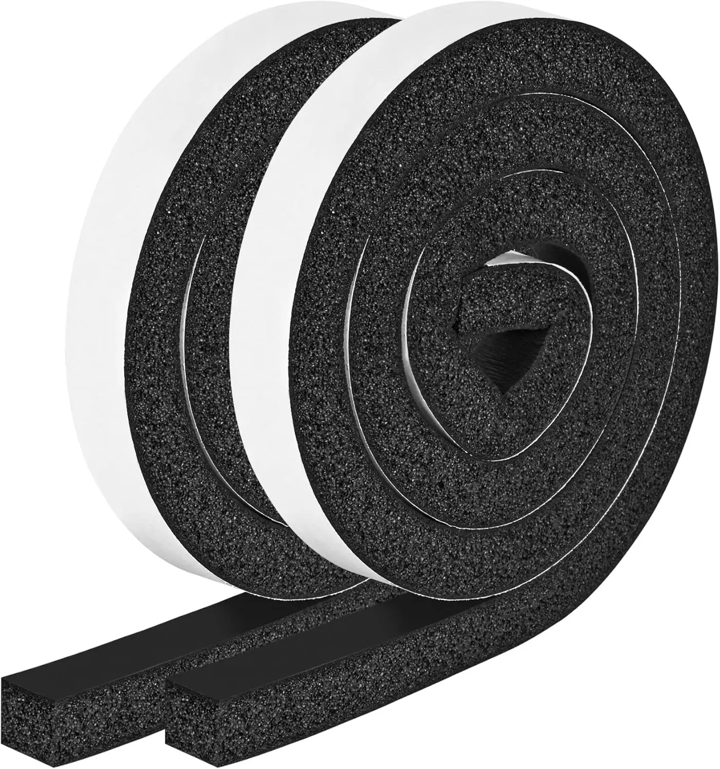 Strips with Adhesive, 1 Inch Wide X 1 Inch Thick, Neoprene Weather Stripping High Density Closed Cell  Tape Seal for Doors and Windows Insulation, Total 13  Long(6.5ft x 2 Rolls)