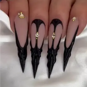 Minimalist High-End Chic Queen Gothic Dark Sculpture-Style Handmade Press-On Nails